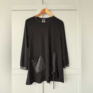 Artex Black Tunic with Faux Leather Details